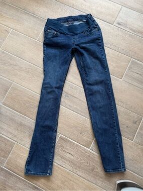 Dark Blue Maternity Jeans with Elastic Waistband
